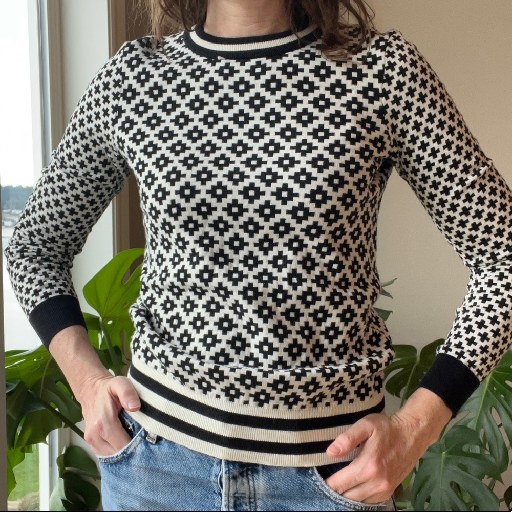 Black and White Optic Print Sweater